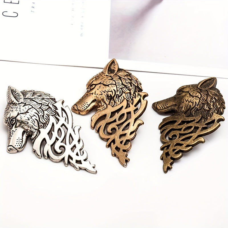 Men's Wolf Head Brooch Suit Pin for Party Clothing Bag
