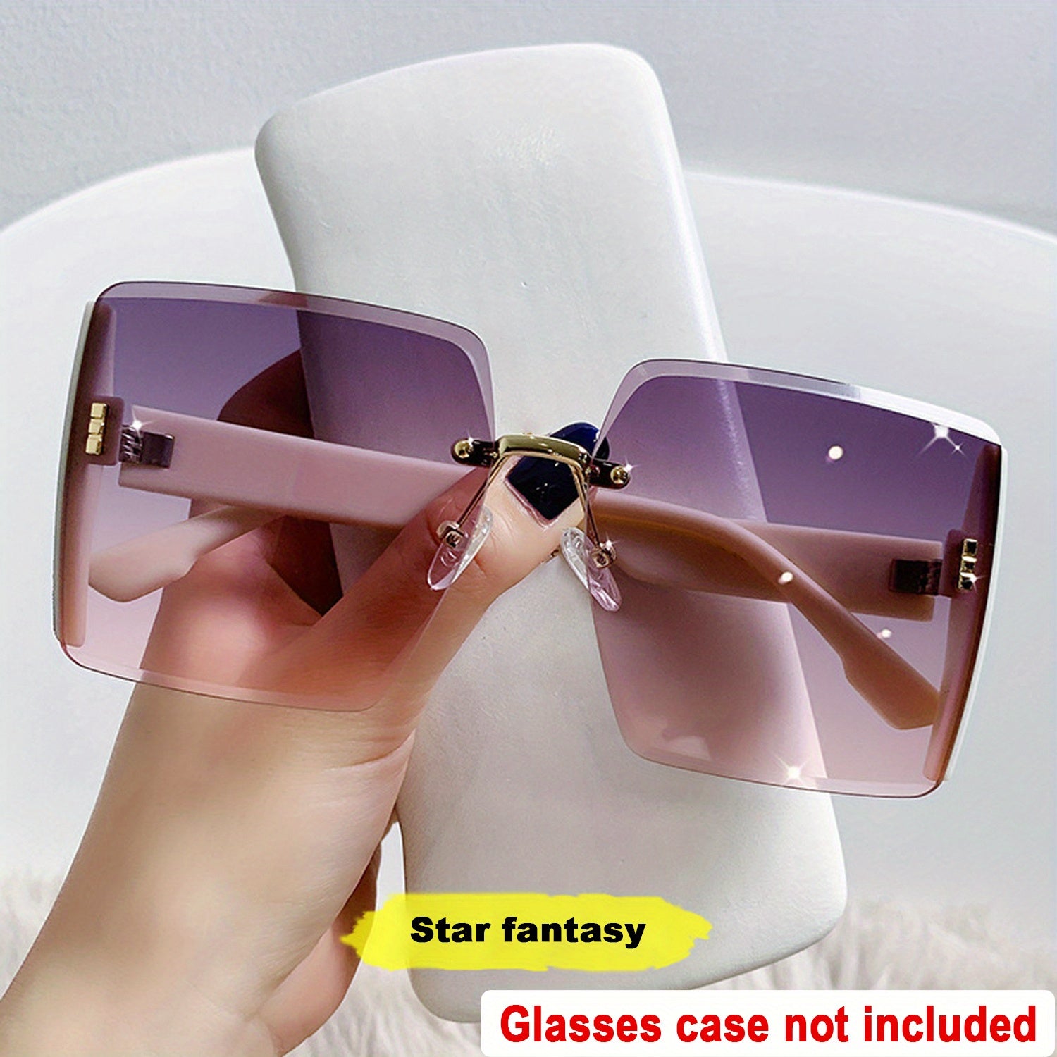 Gradient Rimless Sunglasses UV400 Beach Party Glasses