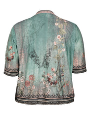  Retro Cardigan Women's Plus Floral Print Open Front Cardigan