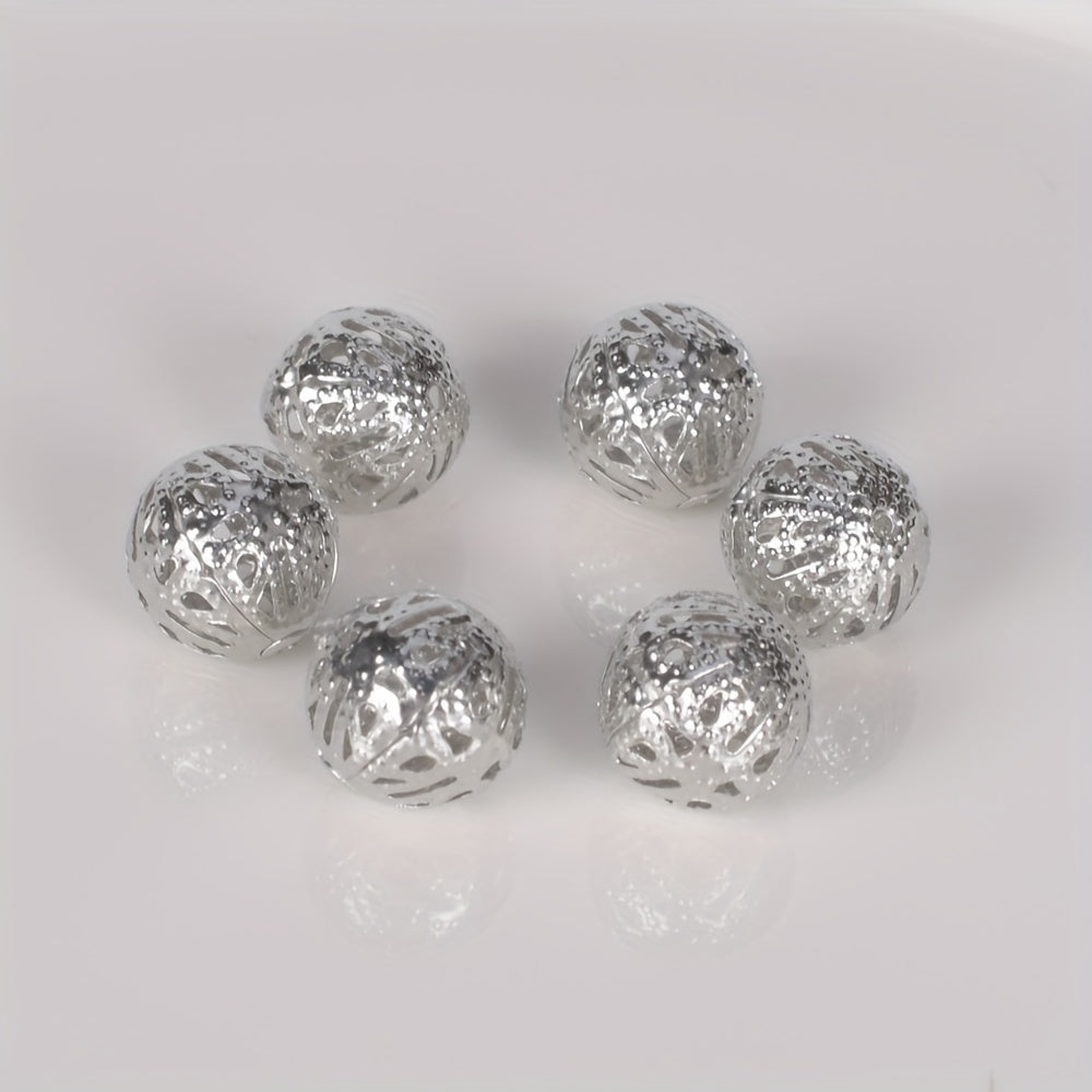 40-50-100pcs 4-20mm Hollow Round Beads DIY Spacer Bracelet Necklace Jewelry