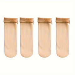 4 Pairs Winter Warm Cashmere Socks Thermal Fleece Lined Thickened Socks