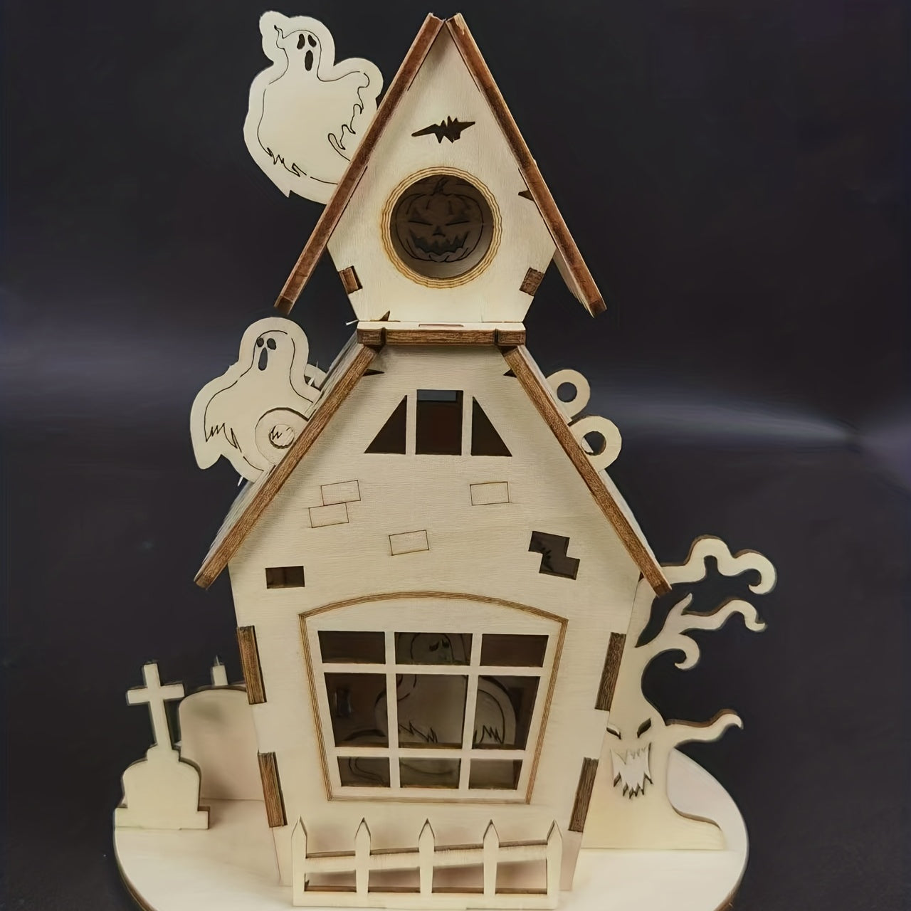 Halloween Party Wood DIY Puzzle Ghost House Decoration
