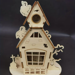 Halloween Party Wood DIY Puzzle Ghost House Decoration
