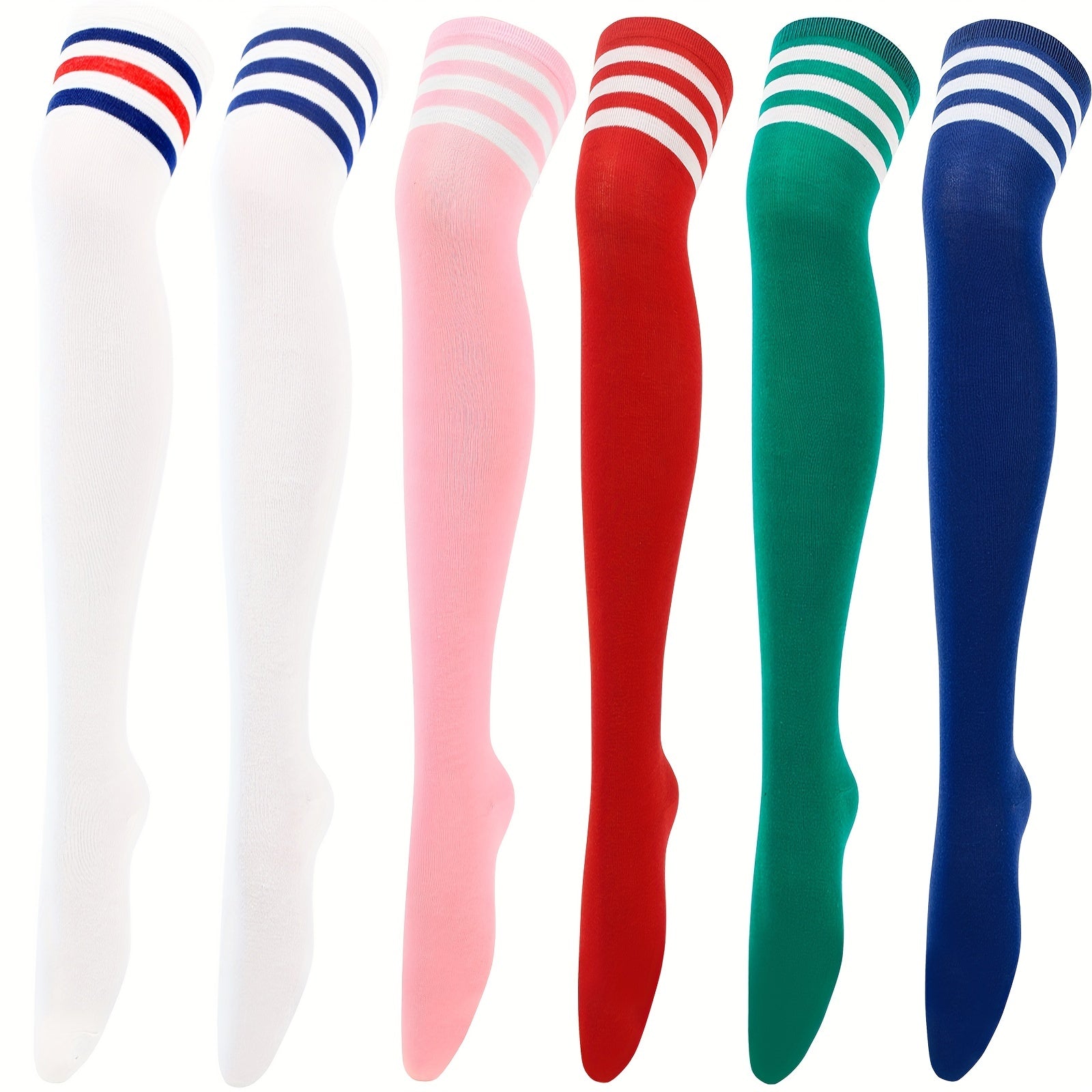 Striped Thigh High Socks Lolita Over The Knee Stockings