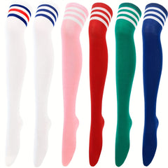 Striped Thigh High Socks Lolita Over The Knee Stockings