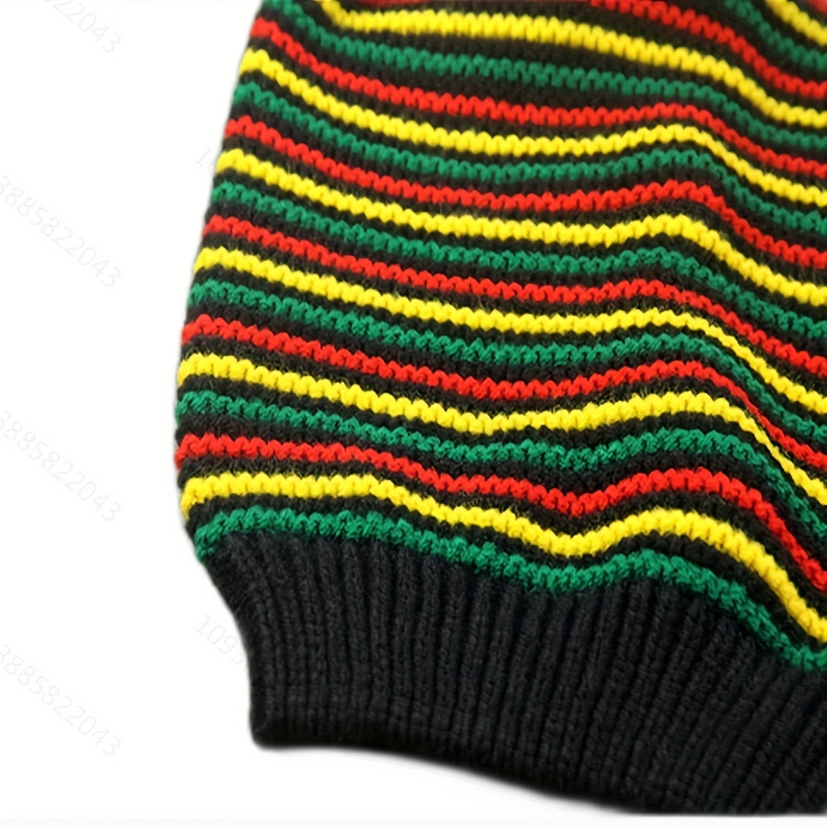 Multicolour Knit Beanie Rainbow Striped Oversize Baggy Hat Slouch Cap
