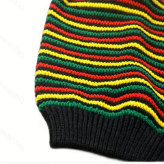 Multicolour Knit Beanie Rainbow Striped Oversize Baggy Hat Slouch Cap