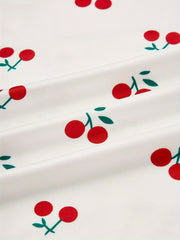  Cherry Print Lace Trim V Neck Cami Sleep Dress