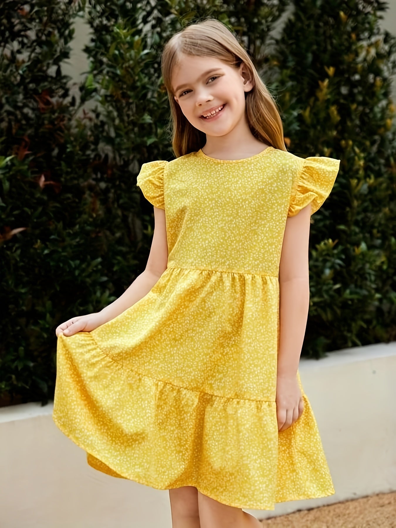 Girls Ruffle Sleeve Princess Dress For Summer Outdoor