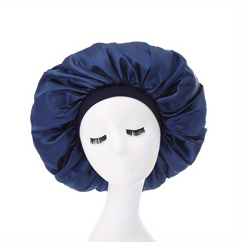 Extra Large Satin Bonnet Cap Wide Brimmed Nightcap Solid Hat