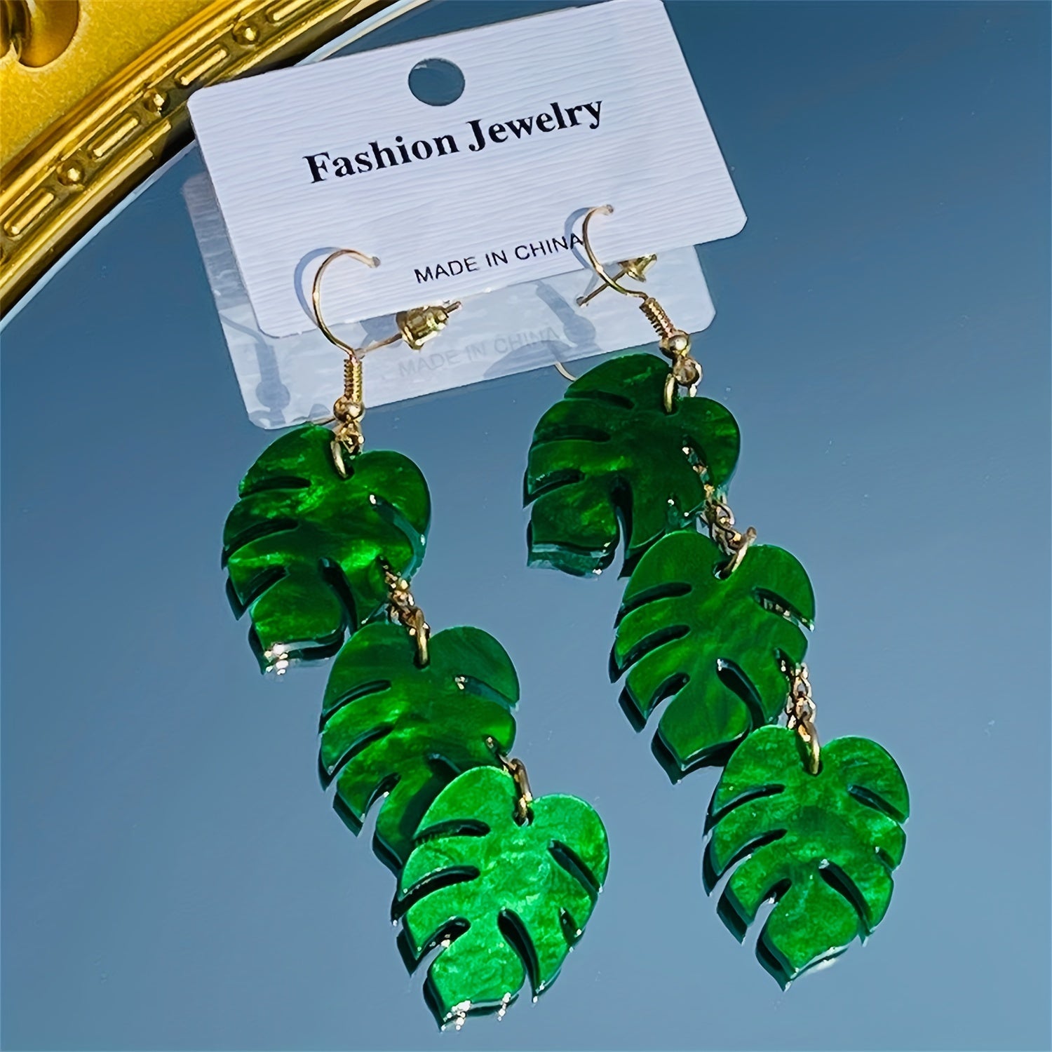 Tropical Green Plant Charms Earrings - Nature Lover Gift