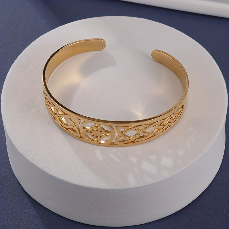 Stainless Steel Witch Knot Adjustable Open Cuff Bracelet