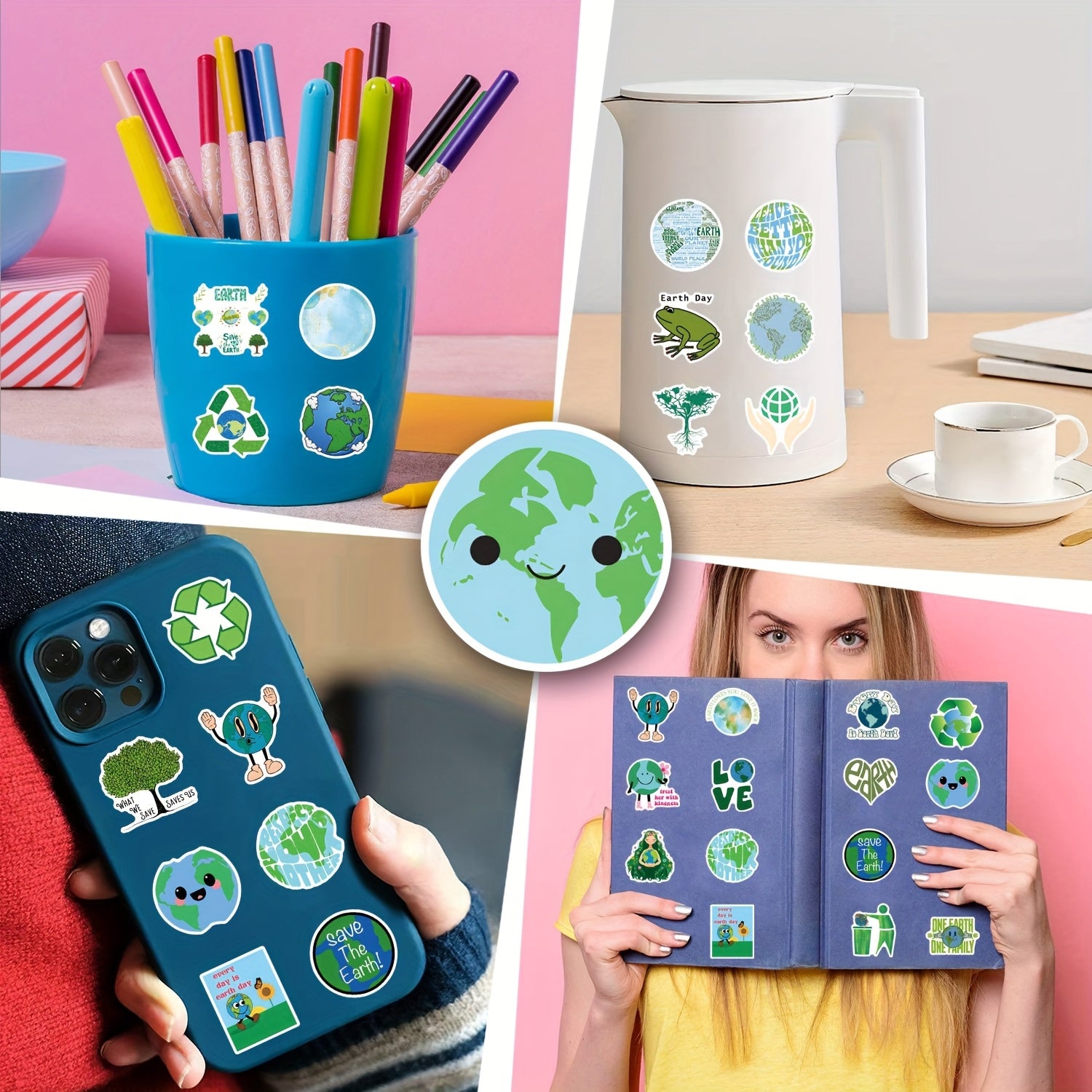 55pcs Earth Vinyl Stickers Set for Laptop Water Bottle Phone Skateboard