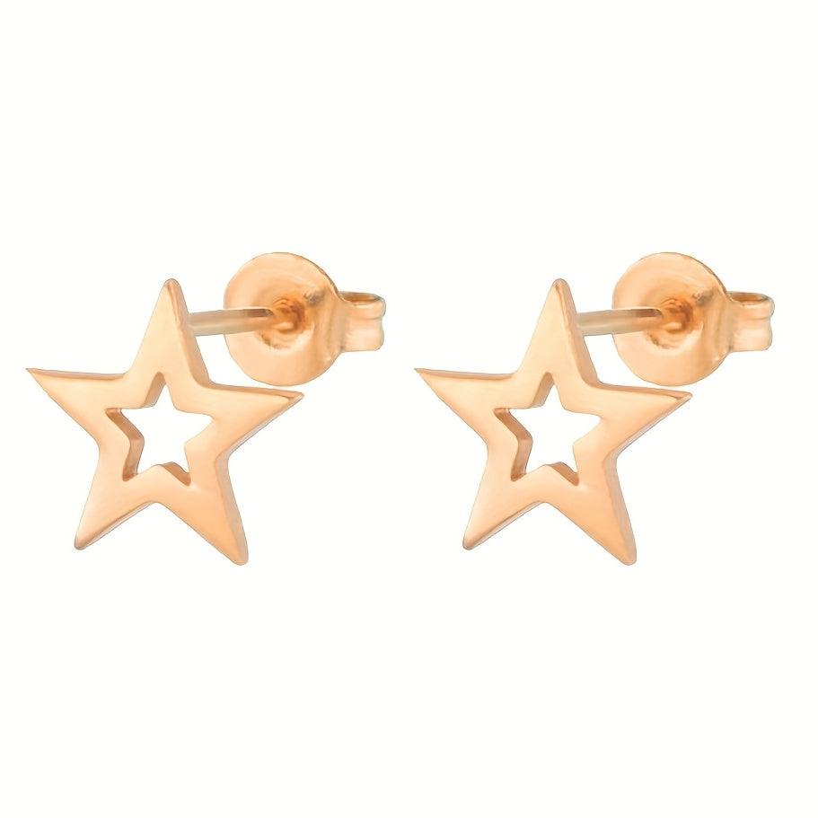 Stainless Steel Geometric Star Stud Earrings Small Earrings