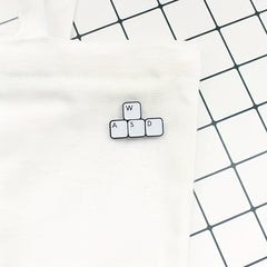 WASD Metal Enamel Brooch Keyboard Key Pin