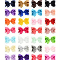 Solid Style Bow Hair Clip for Baby Girls - Duck Billed Clip