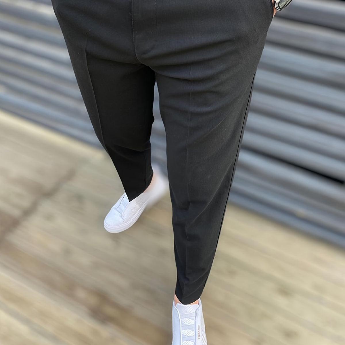 Men's Solid Stretch Dress Pants for Business Dinner