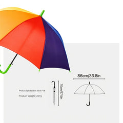 Children's Rainbow Umbrella Colorful Spliced Design For Kids Over 3 Years