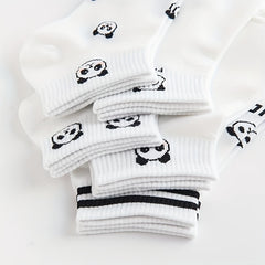 5 Pairs Cartoon Panda Print Socks Comfy & Crew Socks Women's Stockings