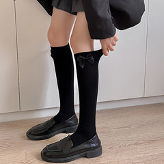 3 Pairs Cat & Argyle Calf Socks Bow Knee High Socks Women's Stockings