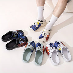 Men's Cartoon Print Platform Clogs