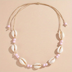 Vintage Braided Shell Ladies Necklace Summer Beach Style Neck Jewelry
