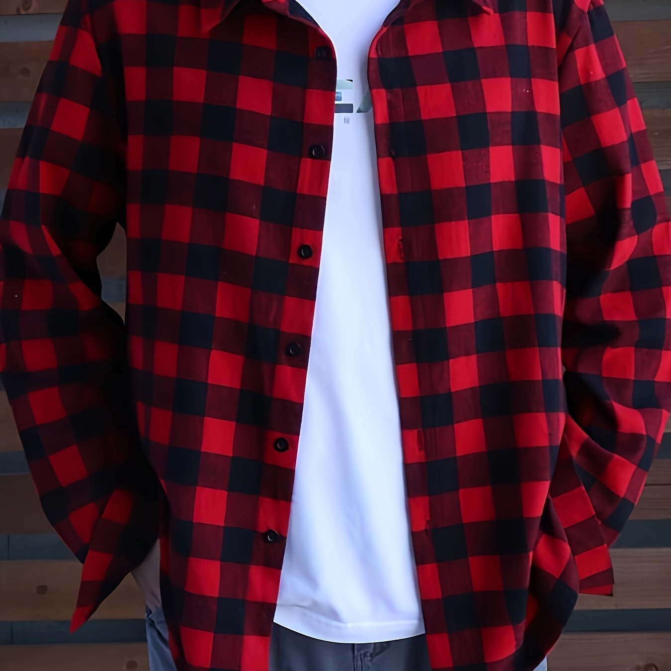 Men's Plaid Collar Long Sleeve Shirt For Spring