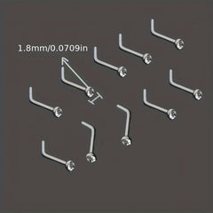 10pcs Stainless Steel 1.8mm Curved Nose Nail Ring Body Jewelry for Men