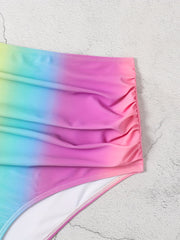 Colorblock Ombre Ruched Bikini Bottoms