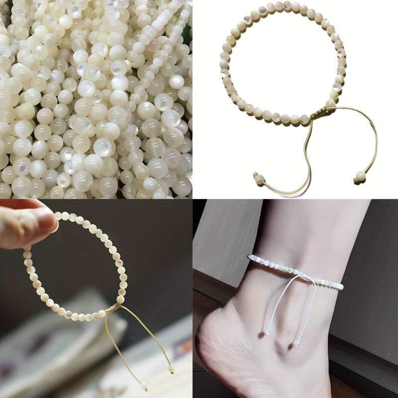3mm Colored Natural Shell Beads Round Loose Beads DIY Jewelry 65p