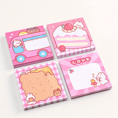 4pcs Cartoon Sticky Notes Heart Memo Pad Student Memo Paper