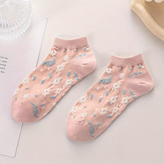 5 Pairs Flower Pattern Socks Low Cut Ankle Socks Women's Stockings