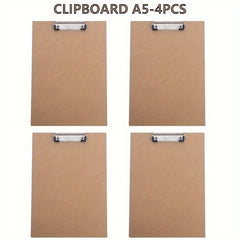 4pcs A5 Office Clipboards Strong Paper Clips Basics Hardboard Durable