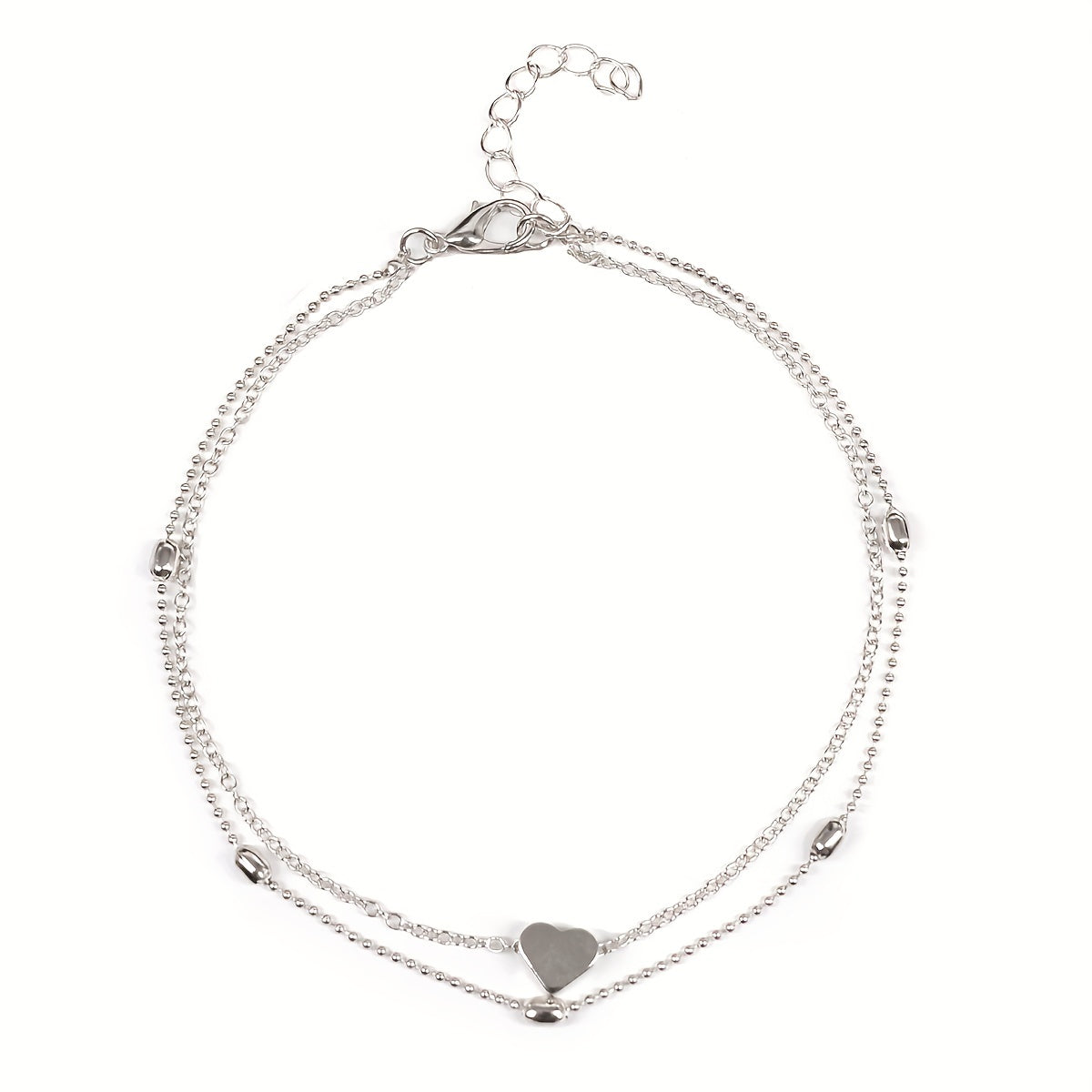 Double Layer Anklet Heart Charm for Men Unisex