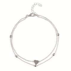 Double Layer Anklet Heart Charm for Men Unisex