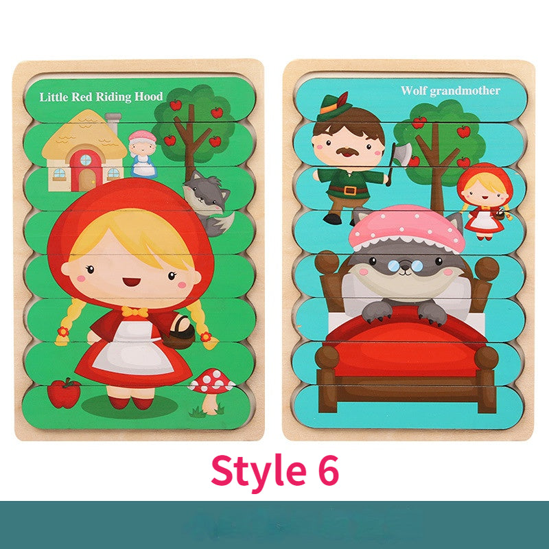 Double Sided Wooden 3D Puzzles Educational Toys For Kids