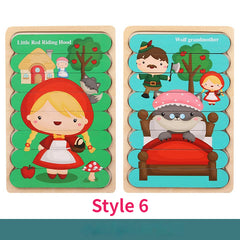 Double Sided Wooden 3D Puzzles Educational Toys For Kids