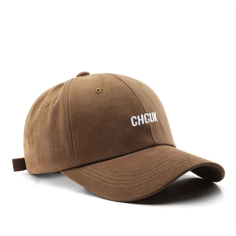 CHCUK Embroidery Cotton Baseball Cap Unisex Solid Block Couple Sun Hat