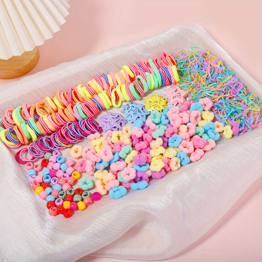 840pcs Baby Girls Colorful Hair Tie & Hairpins Headwear