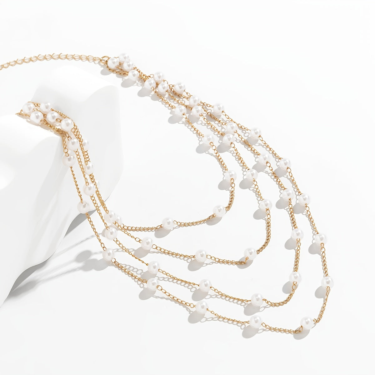 Faux Pearl Multilayer Necklace Chain Pendant Delicate Party Women Girls Gift