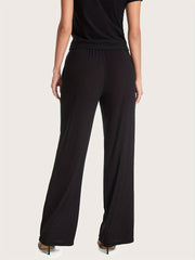 Solid Wide Leg Pants Elastic Waist Loose Fit Casual