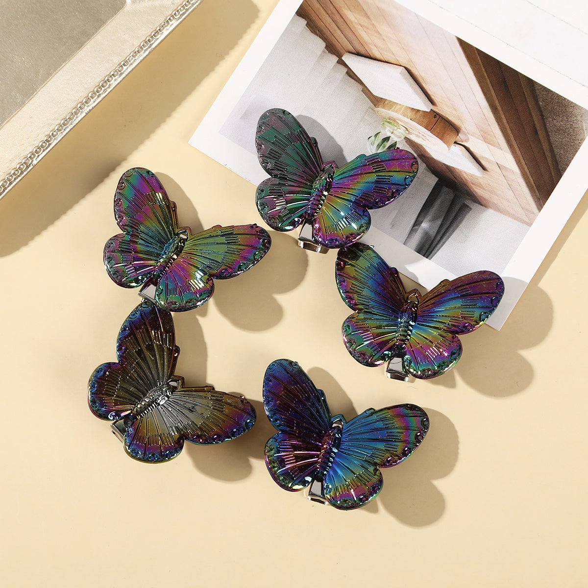 5pk Colorful Head Half Clear Hair Clip Sweetheart Heart Hair Accessory