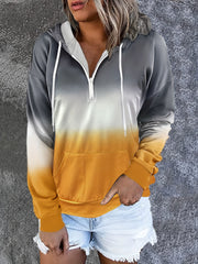Drawstring Half Zip Hoodie Street Wear Sweatshirt