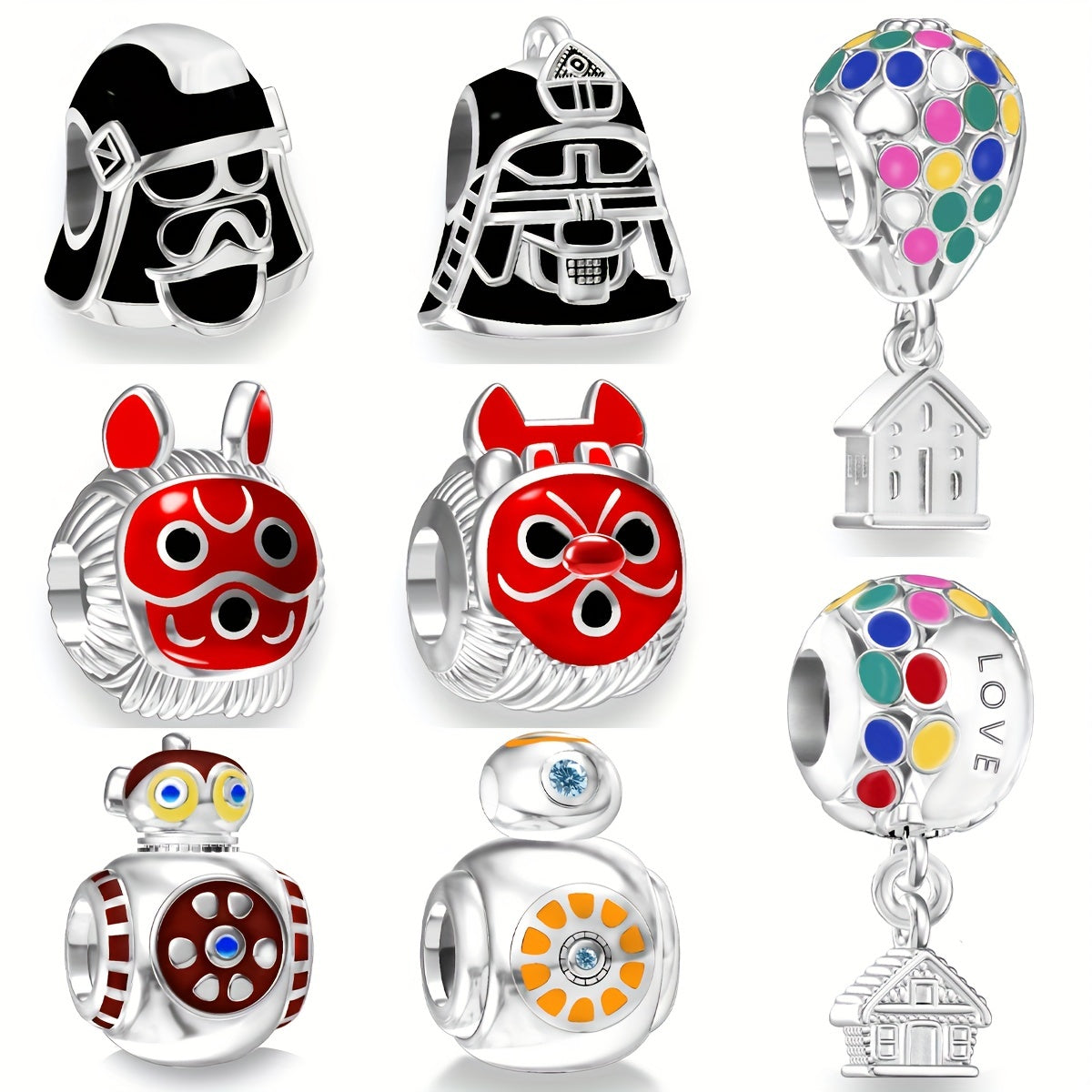 Platinum Lion Dance Mask Charm Bead Pendant DIY Jewelry
