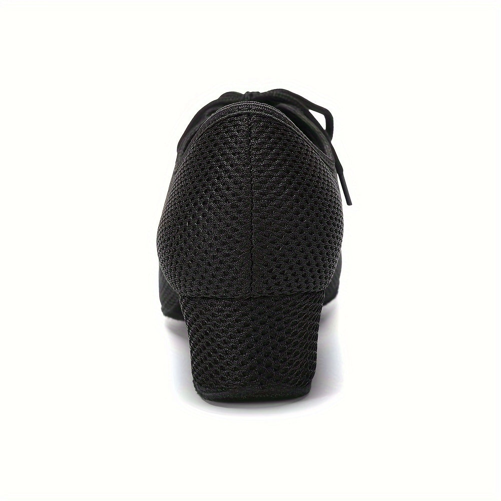 Women's Mesh Breathable Dance Shoes Chunky Heels Balloon Training Practice