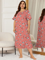  Panda & Star Print Round Neck Sleep Dress