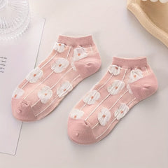 5 Pairs Flower Pattern Socks Low Cut Ankle Socks Women's Stockings