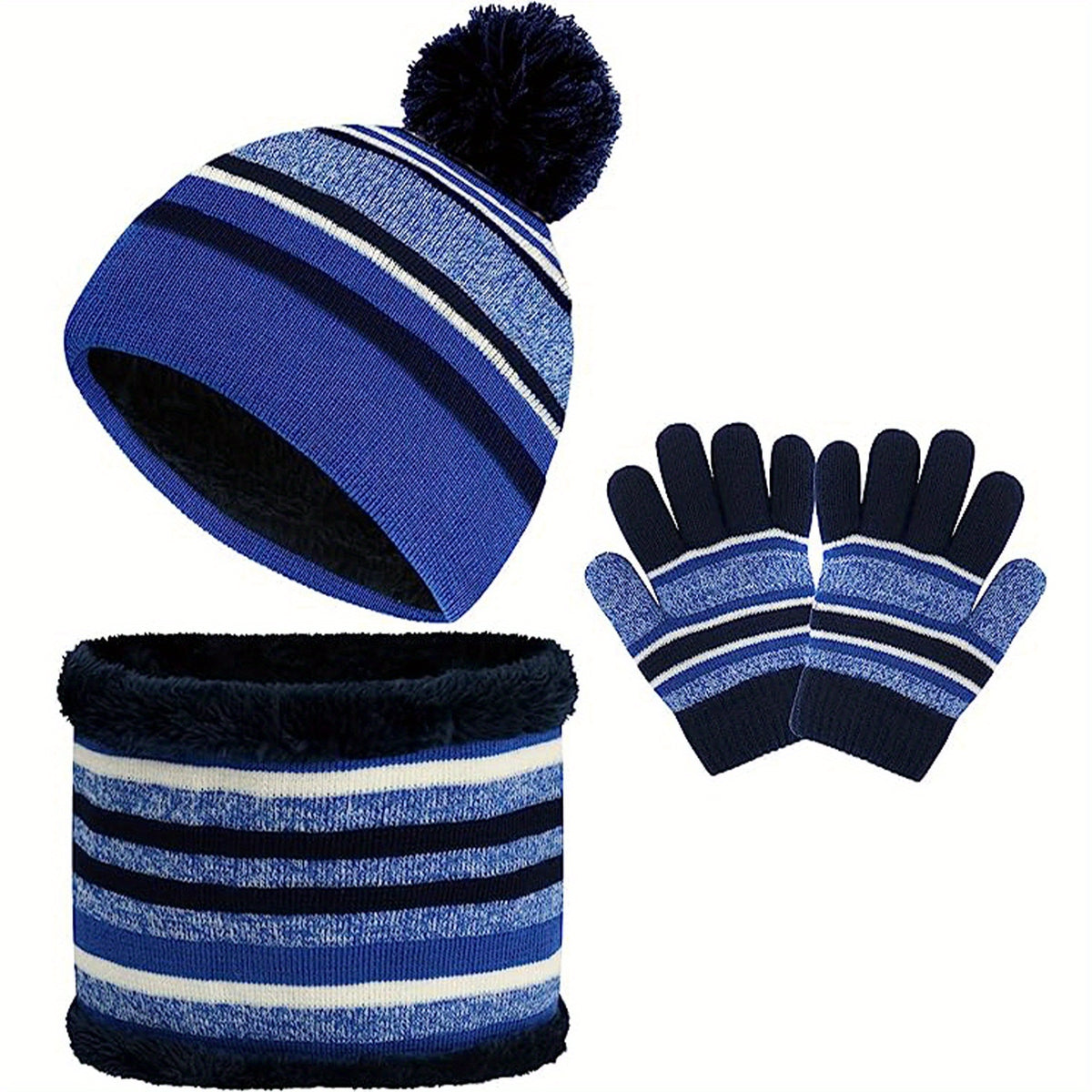 Kids Winter Beanie Hat Scarf Gloves Set