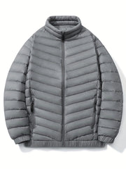 Men's Lightweight Puffer Jacket Solid Standup Collar Coat