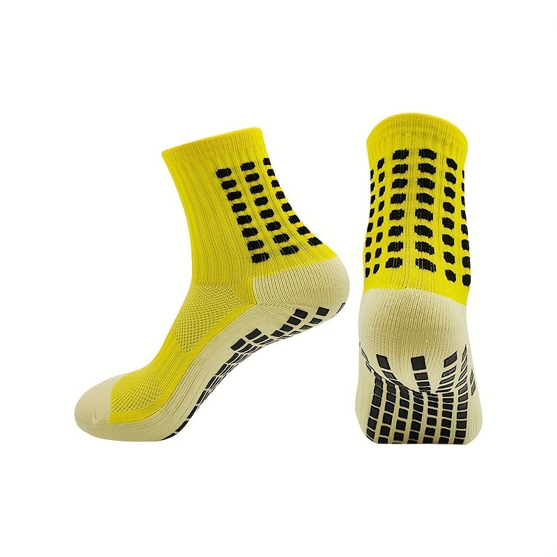 Anti Slip Silicone Mid Calf Athletic Socks For Football